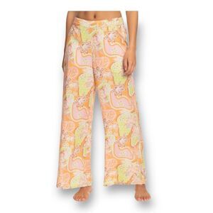 Roxy Midnight Avenue Wide Leg Lightweight Pants women’s Size XL orange floral